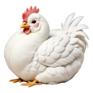 Meme-Worthy Cute Sleeping White Chicken Portrait Emoji, Head resting peacefully with a contented smile, showcasing a delightfully compact build and a luxuriously soft white plumage, eyes shut in a serene, restful nap, Simplified yet hilariously adorable features, highly detailed, glowing with a soft, drowsy light, high shine, relaxed and utterly lovable, stylized with an air of playful laziness, bright and heartwarming, soft glowing outline, capturing the essence of a comically sleepy chicken, so meme-worthy it feels like it could instantly become the next viral sensation of adorable slumber! sticker