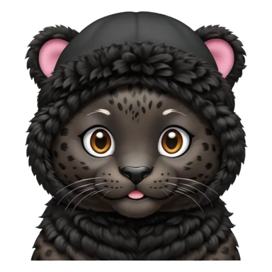 A black jaguar wearing a baby hat sticker
