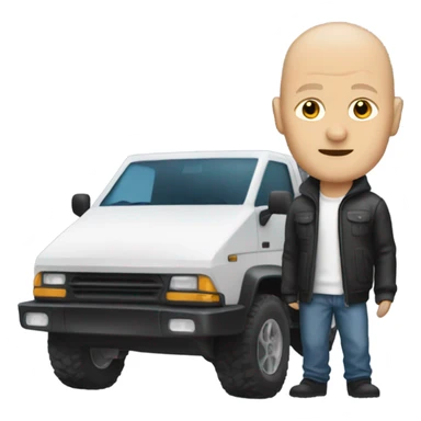 Bald man with a cybertruck  sticker
