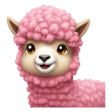 Cute curly pink Alpaka full size sticker