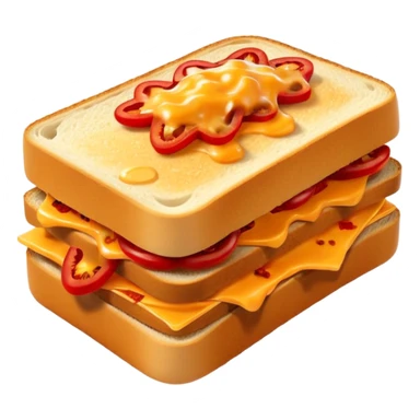 spicy sucuk sandwich object icon, toasted bread, sliced spicy sucuk inside, melted cheese, red chili peppers, steam coming out, 3D cartoon, mobile game icon style, centered, clean background, soft shadow, no text, no watermark
 sticker