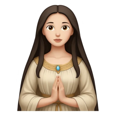 fullbody Mary Magdalene, fit and feminine, very pretty detailed face, plain light tan ancient dress, arms down, no hood, dark hair sticker