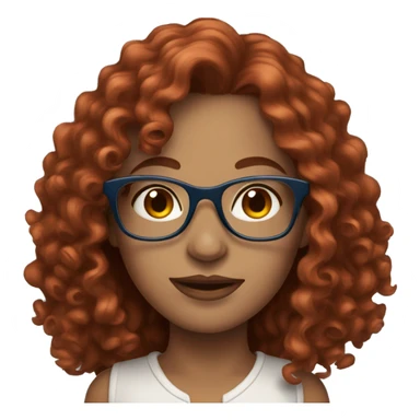 beautiful woman with dark long curly red hair, blue eyes and glasses sticker