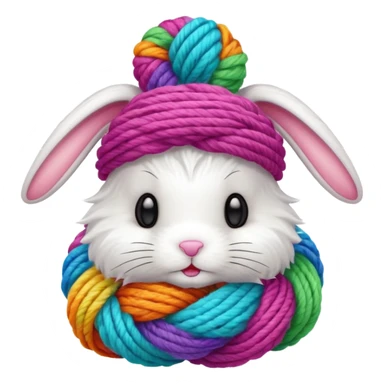 Bunny with yarn ball on head sticker