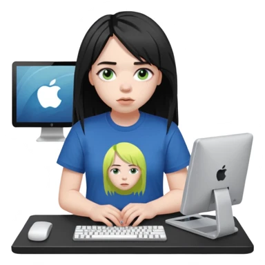 Billie Eilish avec un ordinateur sticker