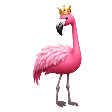 Pink flamingo wearing a tutu and a crown sticker