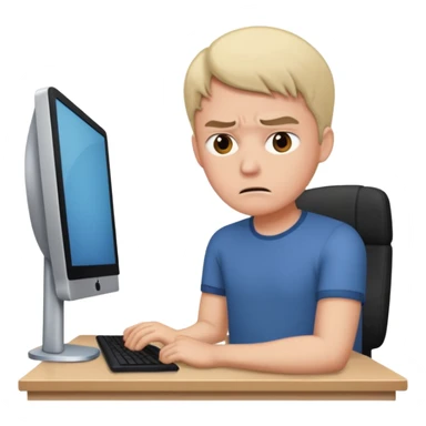 a man in front of a computer annoyed  sticker