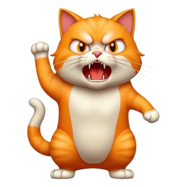 angry cat with fur standing up and hissing sticker