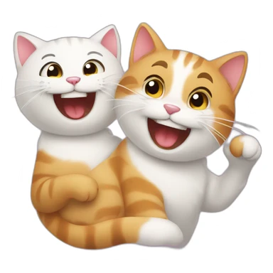 two cute cats laughing sticker