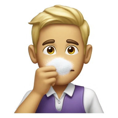Human sniffing powdered sugar sticker