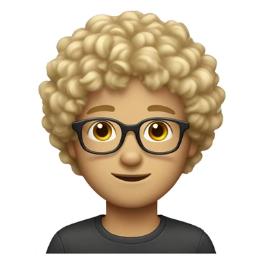 Blonde boy with curly fluffy hair, glasses and hazel eyes sticker