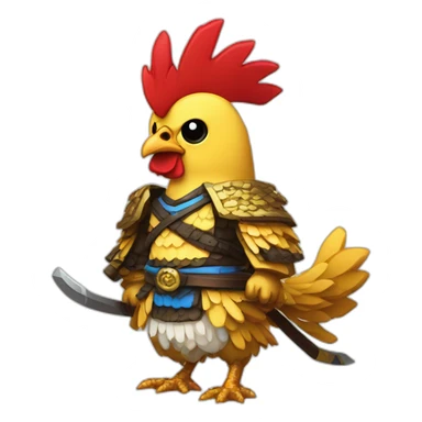 pixel-art chicken samurai sticker