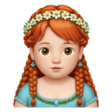 very fat redhead kid with braids and floral tiara sticker