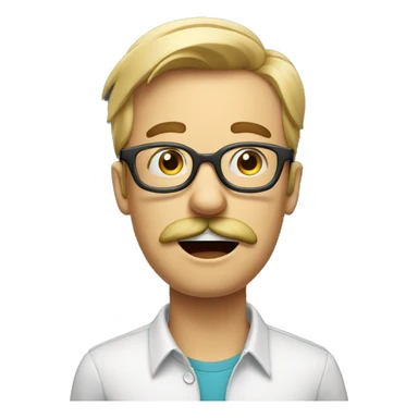 very shocked man with moustache and glasses, mid-blond sticker