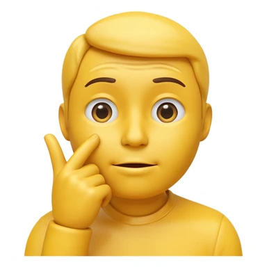 3D render of a yellow thinking face emoji with hand on chin, same expression and color as 🤔, smooth glossy surface, realistic lighting, no body, clean background sticker