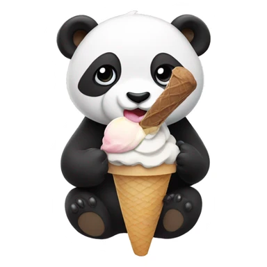 Panda eating ice cream sticker