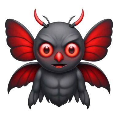 Create a scary emoji of the mothman with bright red eyes sticker