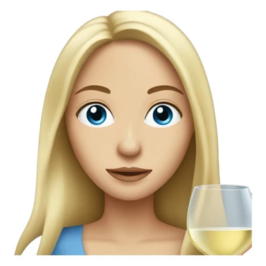 White women with long hair and blue eyes drinking white wine sticker