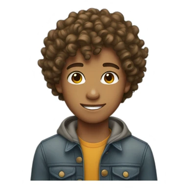 cute teenage boy with curly hair sticker