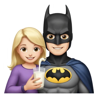 batman feeding milk to his daughter sticker