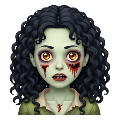 uma mulher zumbi de cabelo cacheado preto longo sticker