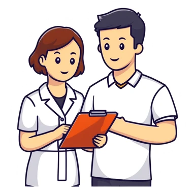 professional mentor with clipboard helping someone sticker