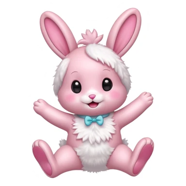 Exited pink bunny, kawaii chibi fluffy ears and body jumping of excitement  sticker