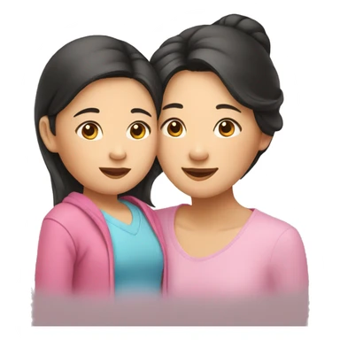 asian mother and daughter sticker