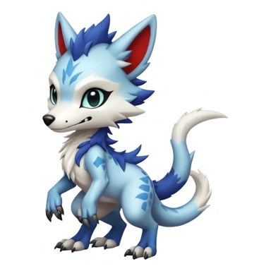 Cool Hot randomly-colored chibi furry anthropomorphic fantasy-Fakémon-Sergal-Canine-creature with edgy markings (full body) sticker
