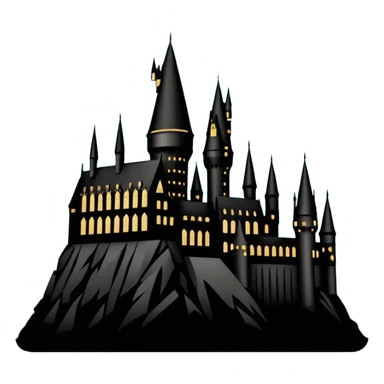 Harry Potter series, Hogwarts castle silhouette with stars, outlined icon sticker