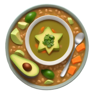 Lentil soup with slices of avocado on top sticker