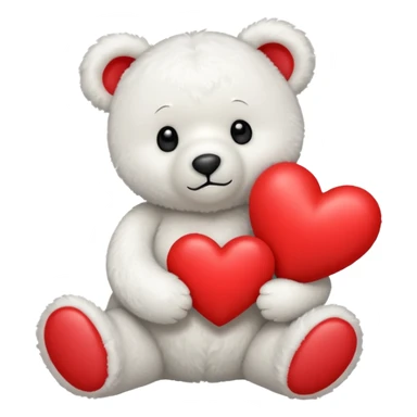 white teddy bear hold red heart sticker