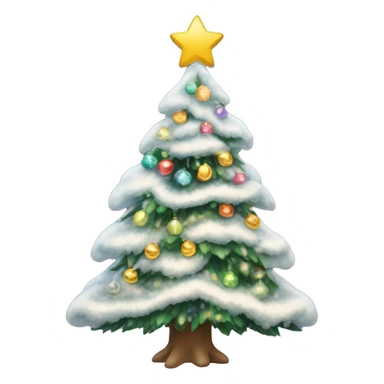 New Year's snow-covered Christmas tree in light lights and with bows instead of toys sticker