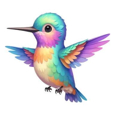 cute colibri bird, pastel warm colors, simple and expressive emoji style sticker