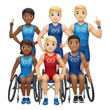 paralympic games avec des athletes disable avec les anneaux sticker