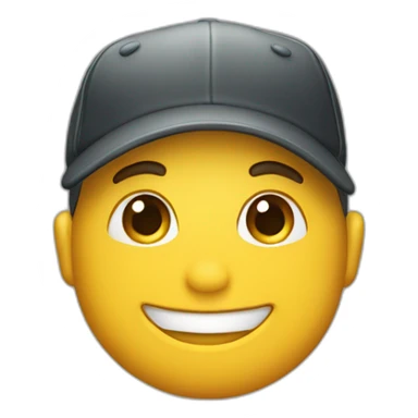 slight smile emoji in a baseball cap with an m on it sticker