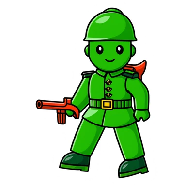 green plastic toy soldier sticker