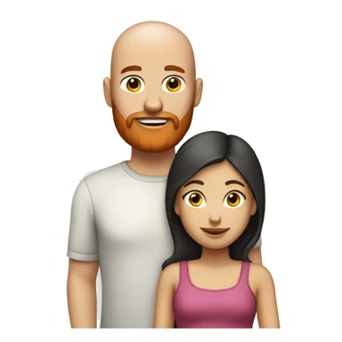 family bald man with a red beard and a girl with dark hair sticker