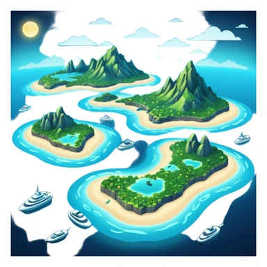 futuristic sea map with islands sticker