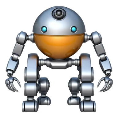 symmetrical 4 legged robot. center sphere with 4 evenly spaced legs. 1 leg extends from each side at sphere's equator sticker
