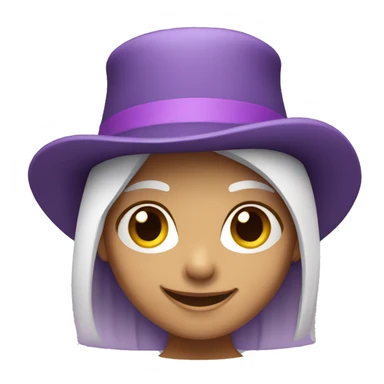 smiling girl-skin white-hair brown-in purple top hat sticker