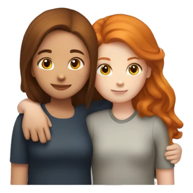 Brown haired girl and ginger haired girl hugging sticker