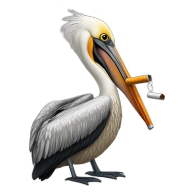 Pelican with a cigarette in its mouth sticker