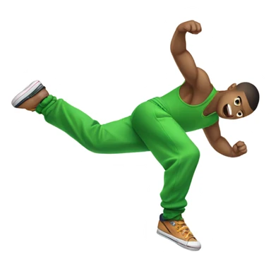 Bboy in a green short pants  doing one hand freeze open legs sticker