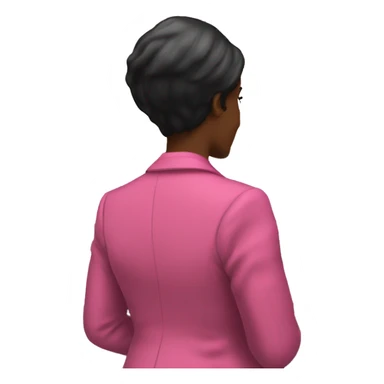 Rear view of Black female Historian with pink blazer and short straight black hair standing in court sticker