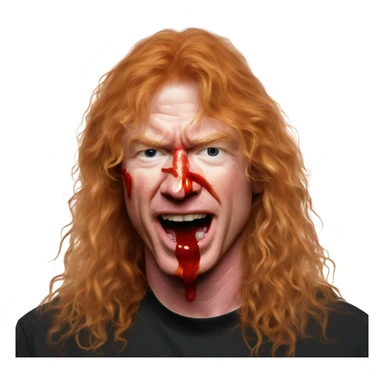 dave mustaine with ketchup on his face sticker