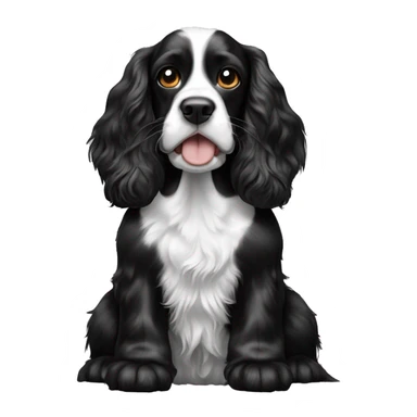 happy black and white english cocker spaniel with nose spots  sticker