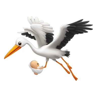 stork flying with baby boy sticker