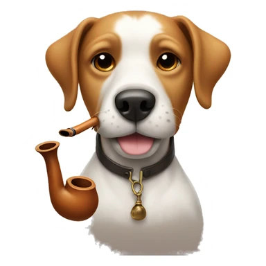 Dog with a pipe sticker