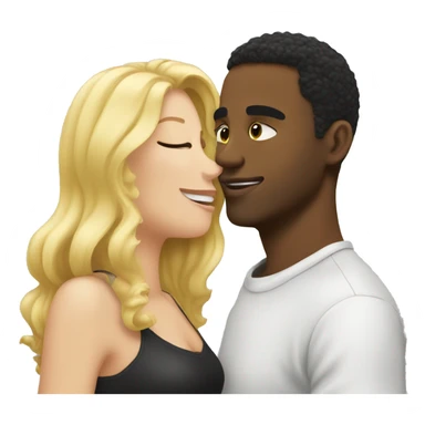 Black guy kissing blonde lady sticker